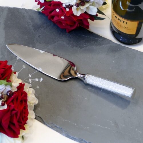 personalised diamante cake server