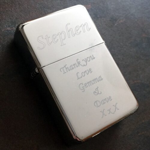 engraved lighter with personalised message
