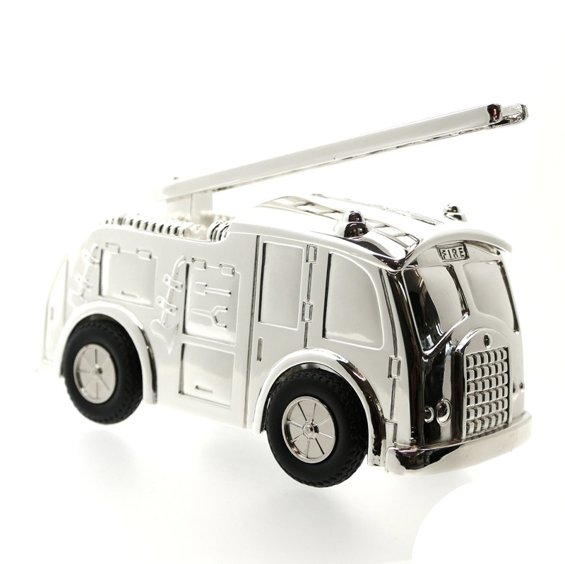 Silver plated fire engine money box