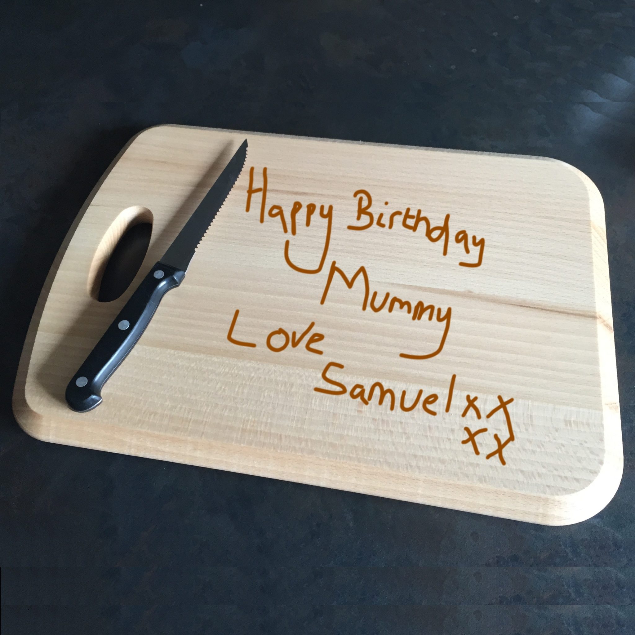 Personalised Wooden Chopping Board Engraved In Your Own Handwriting - Image 2
