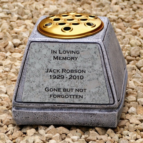 Personalised Graveside Memorial Flower Pot Crafted From Natural Stone - Image 4