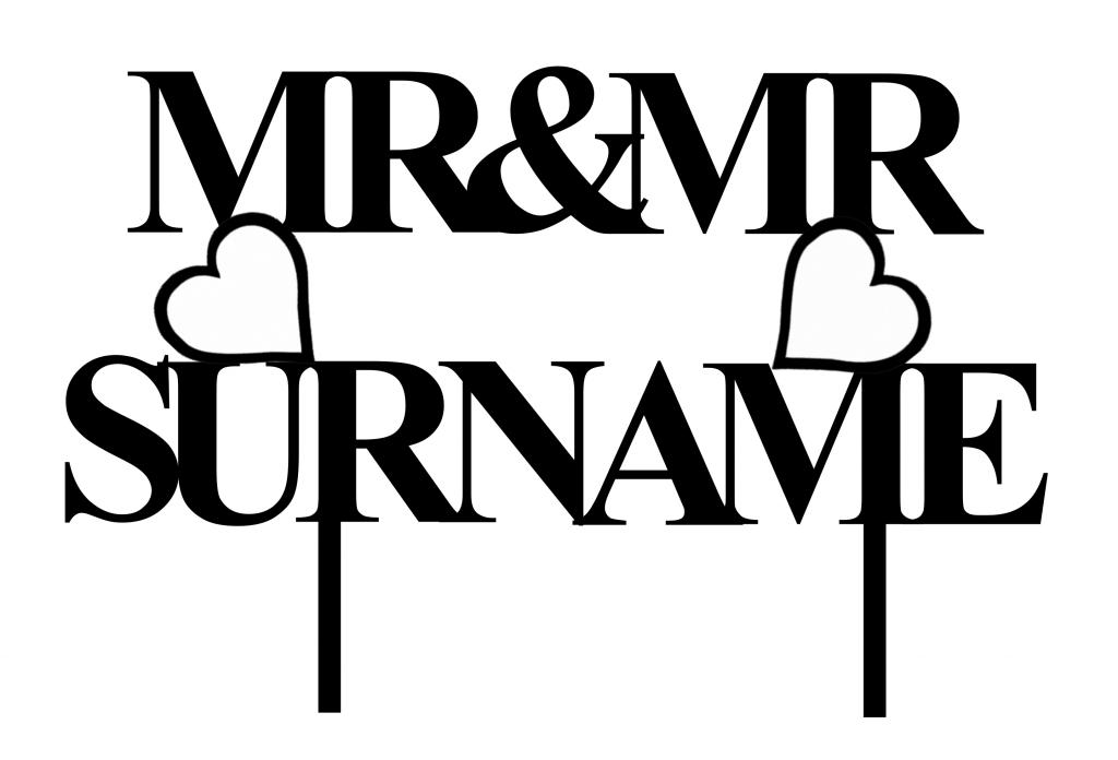 Personalised Black Mr & Mr Cake Topper