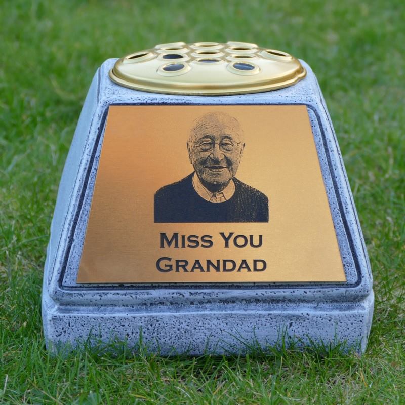 Personalised Graveside Memorial Flower Pot Crafted From Natural Stone - Image 2