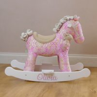 Personalised childrens pink rocking horse
