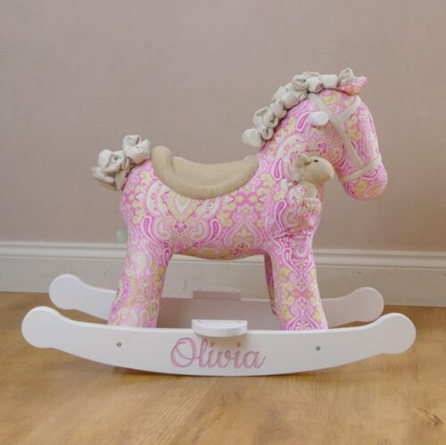 Personalised childrens pink rocking horse