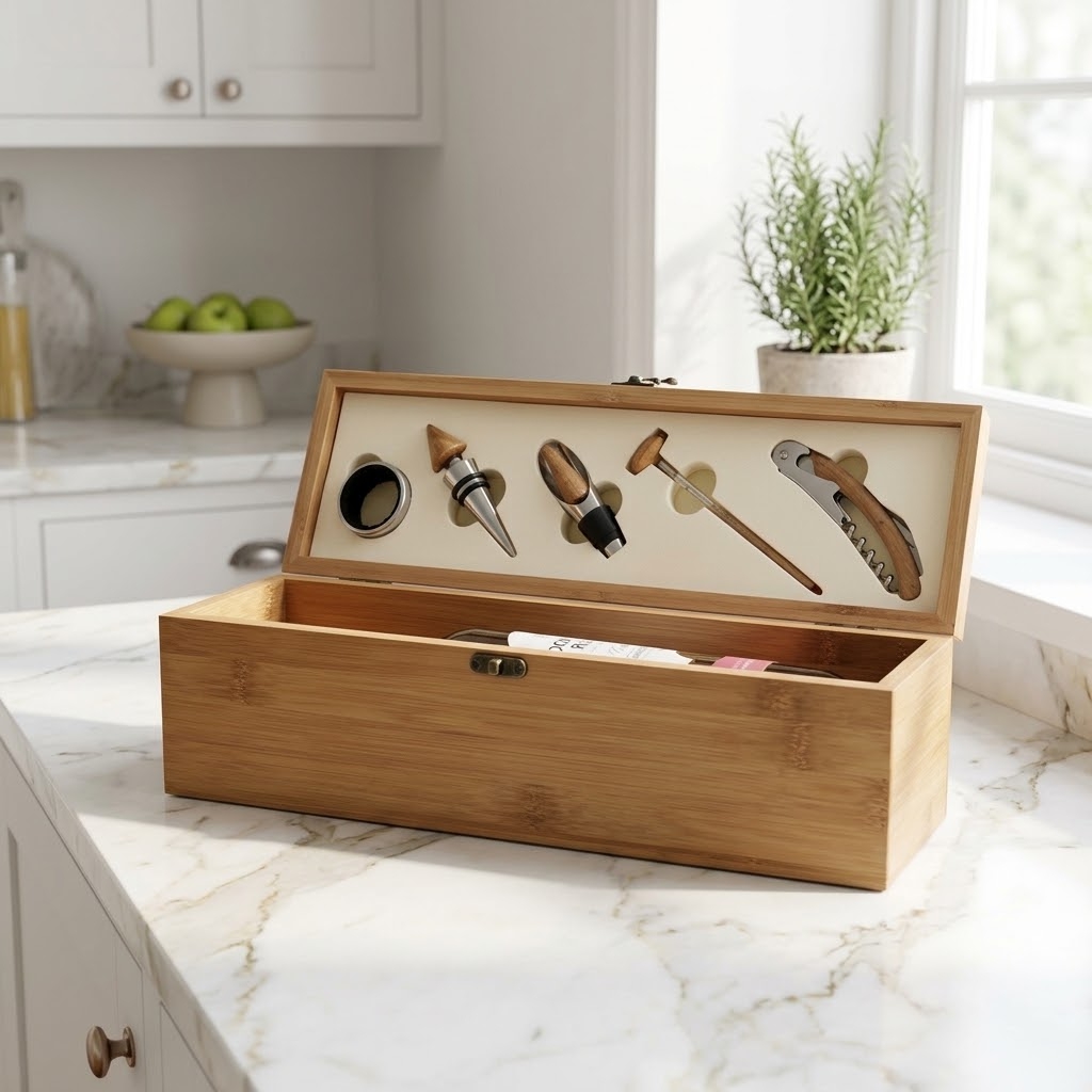 Engraved Bamboo Wooden Wine Box - Image 3