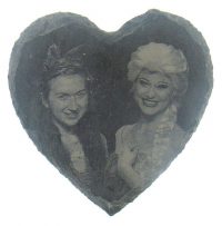 Photo engraved slate coasters - heart shaped