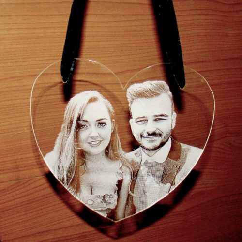 Photo engraved acrylic heart