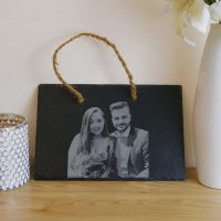 Hanging photo engraved slate