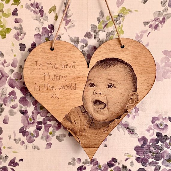 Photo Engraved Wood Heart | Hanging Wood Heart - Image 2