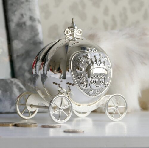Silverplated princess coach money box
