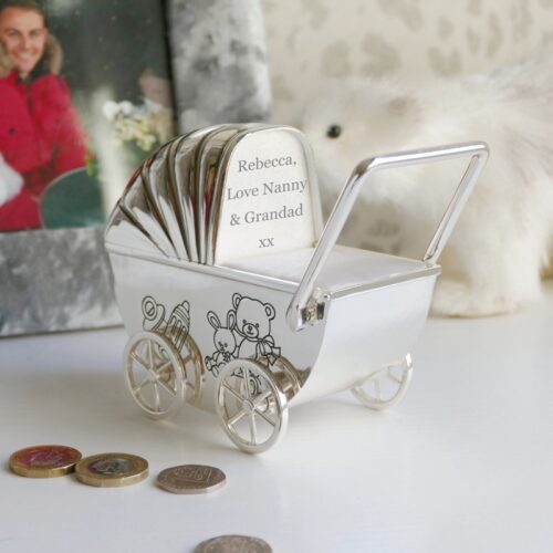 Silverplated pram money box