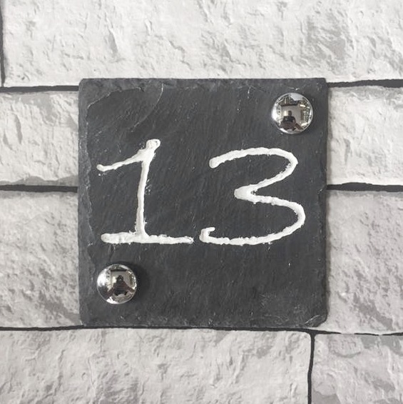 Rough Edged Slate House Sign House Number Deep Engraved 100mm x 100mm
