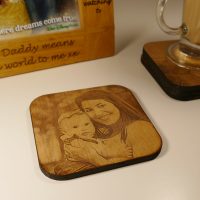Wood photo coasters, photo engraved wooden coasters
