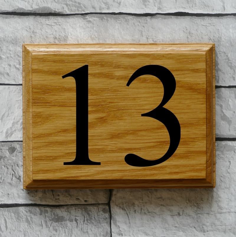 Solid Oak Wood House Number 152mm x 115mm