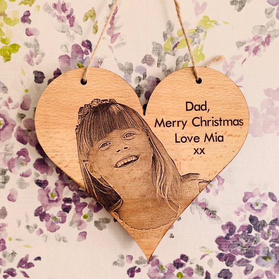 Photo Engraved Wood Heart | Hanging Wood Heart - Image 3