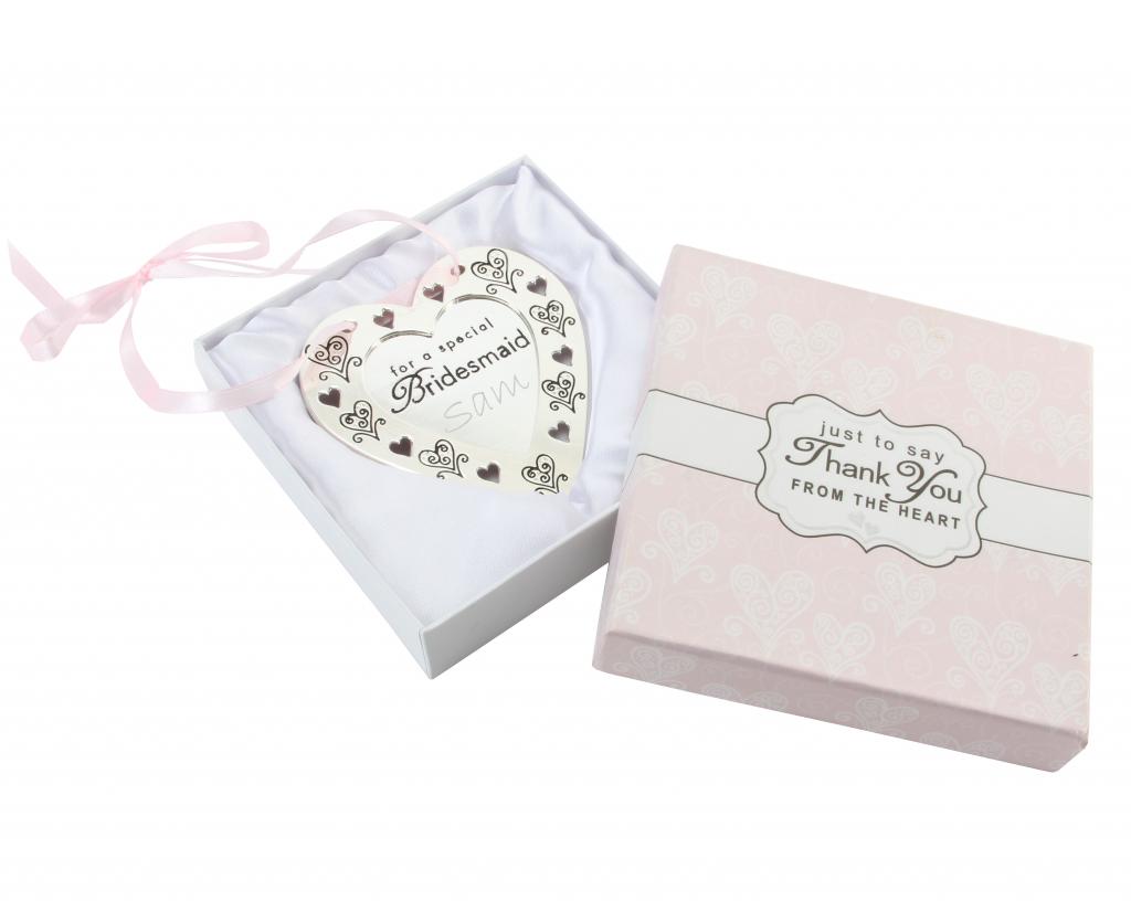 Hanging Silver Plated 'Bridesmaid' Heart