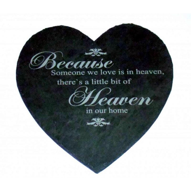 Engraved Slate Heart Memorial Stone