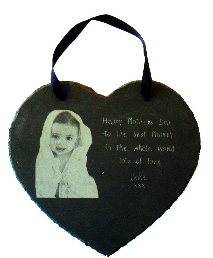 Photo Engraved Hanging Slate Heart | Photo Slates - Image 3