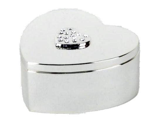 Silver Plated Heart Trinket Box With Clear Crystal Top - Image 2