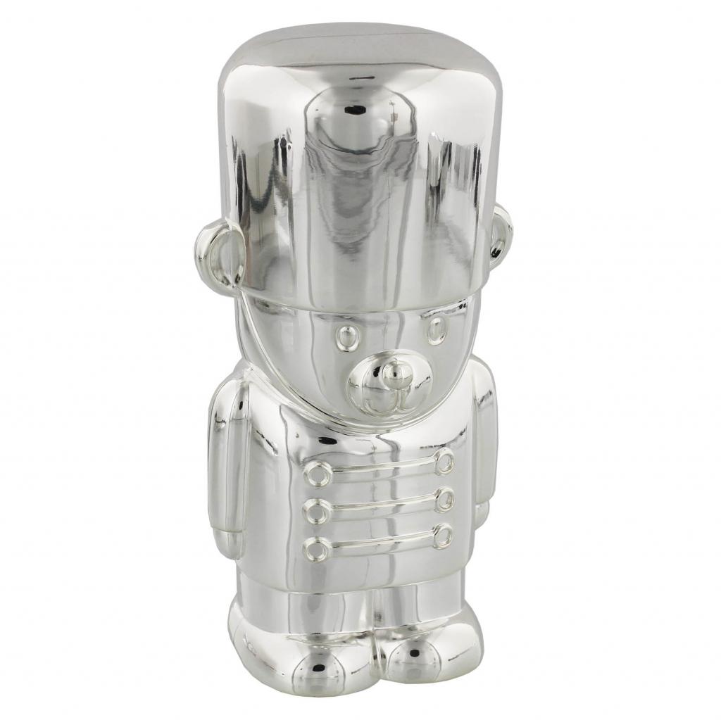 Silver Plated Soldier Bear Money Box