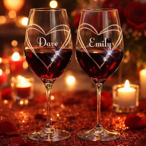 Personalised Heart Wine Glasses | Set of Two |